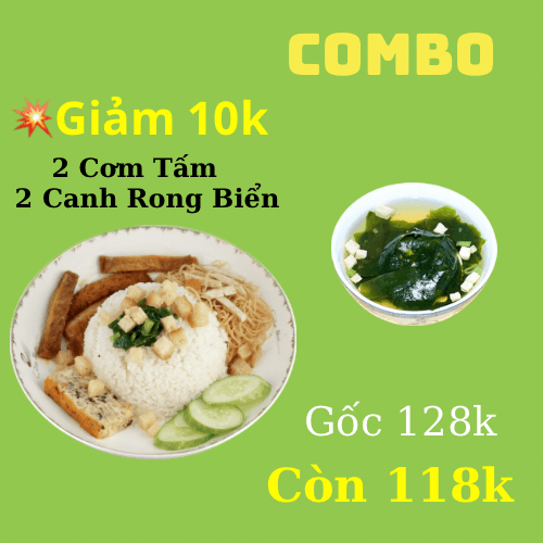 Hình ảnh Combo 2 Cơm Tấm + 2 Canh Rong Biển, Giảm 10k