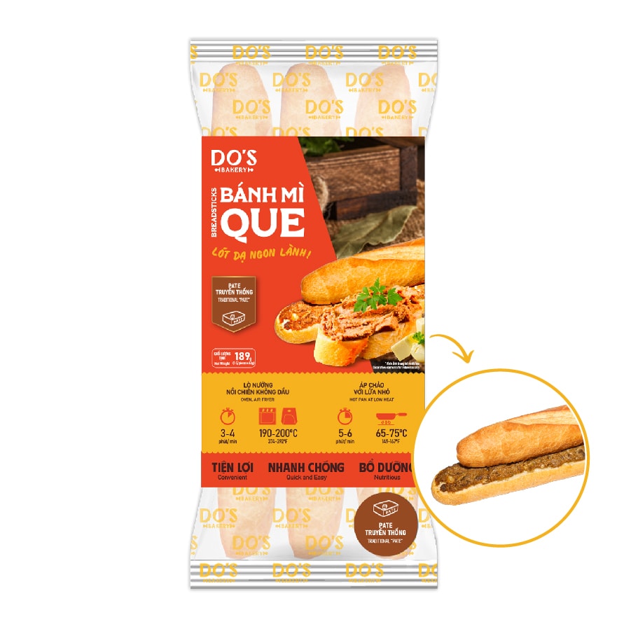 Hình ảnh Bánh mì que đông lạnh Pate Truyền Thống-3 bánh/ gói