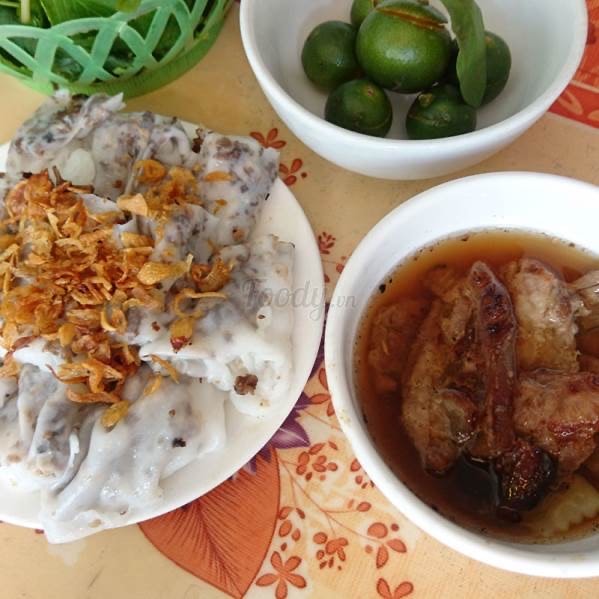 Hình ảnh bánh cuốn chả nướng
