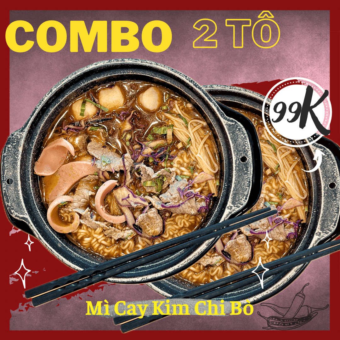 Hình ảnh COMBO 02 TÔ MÌ CAY KIM CHI BÒ FREE TRÀ SỮA 9h-22h