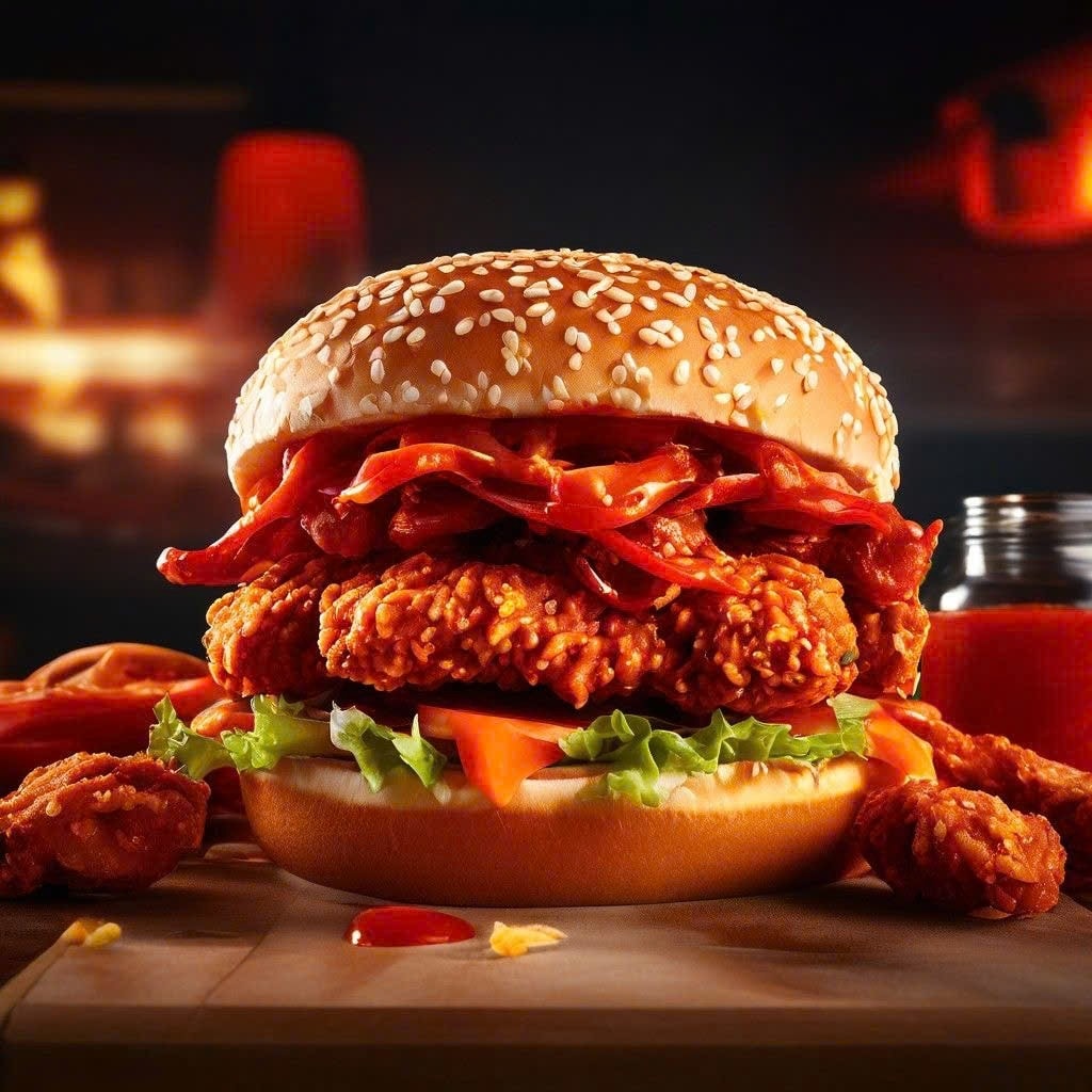 Hình ảnh Hamburger teriyaky chicken
