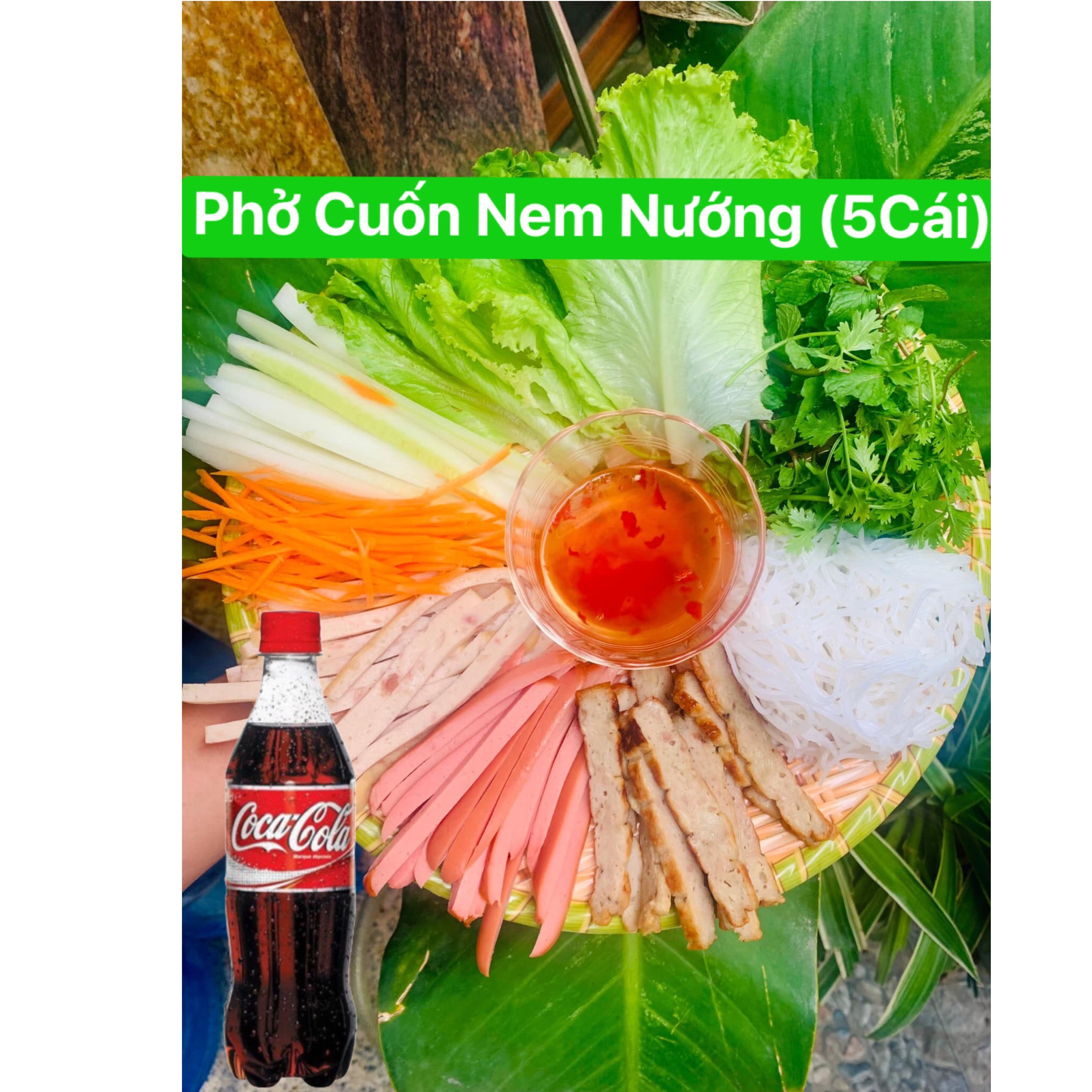 Hình ảnh Phở Cuốn Nem Nướng 5 cái + CoCa