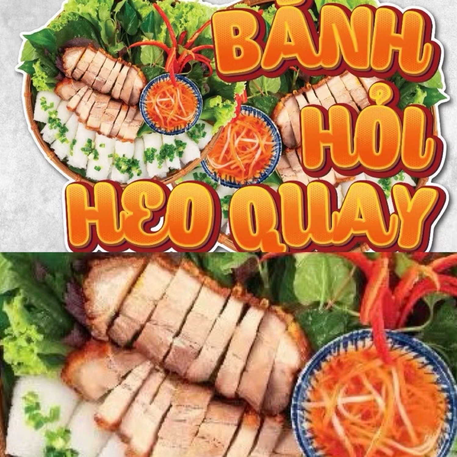 Hình ảnh Combo 2 - 400 gram heo quay + 1/2 kg bánh hỏi + rau nước mắm