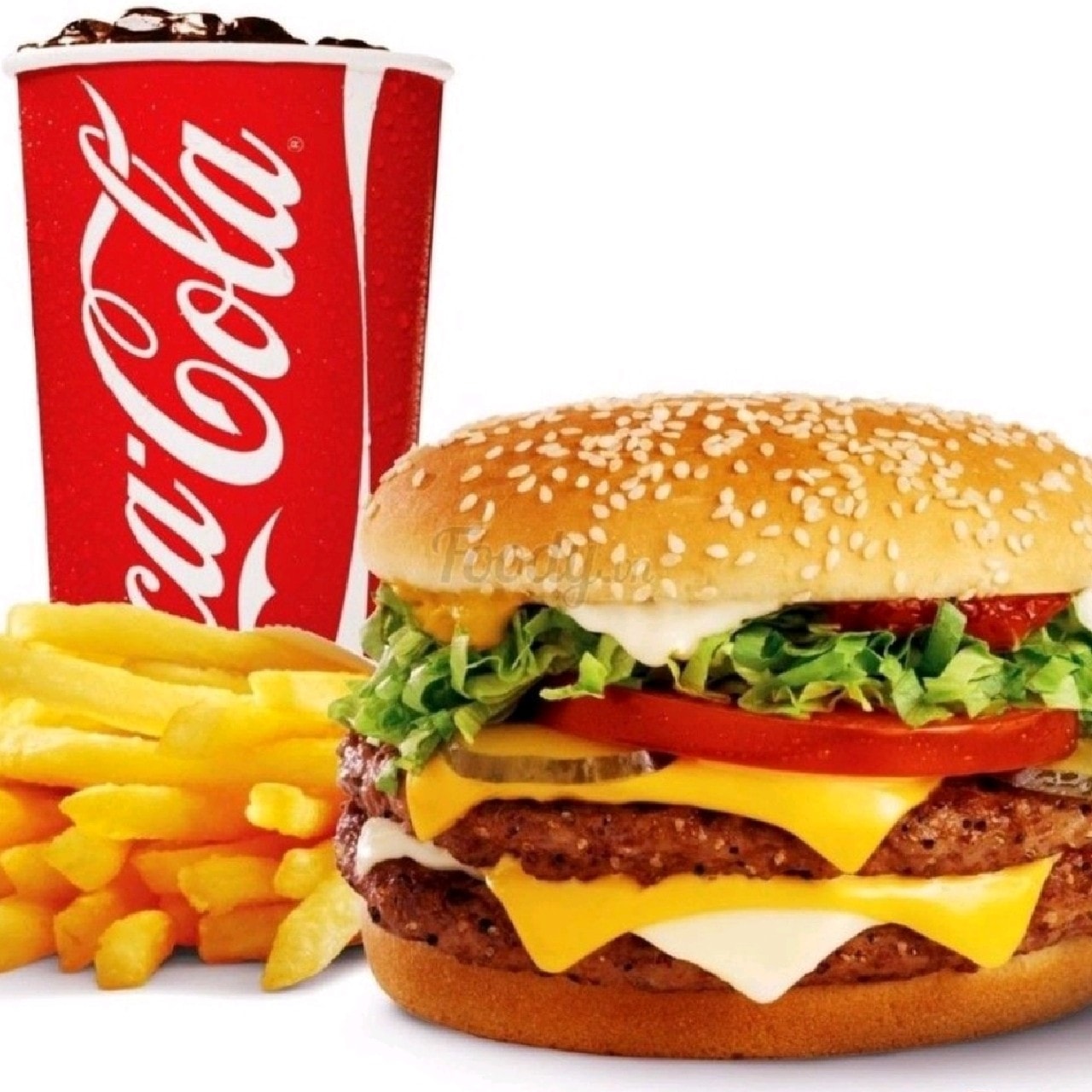 Hình ảnh Combo Hamburger Bò Gà Trứng + 2 phô mai + Khoai + coca