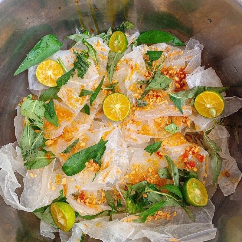 Hình ảnh bánh tráng muối nhuyễn chay