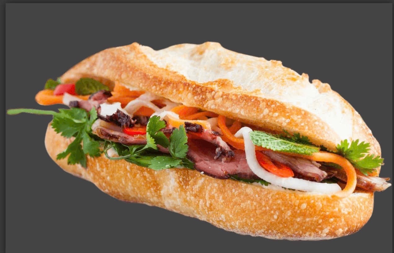 Hình ảnh bánh mì thịt xiên nướng mật ong 