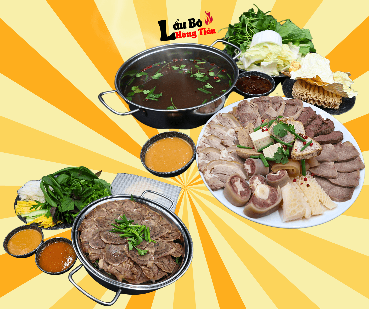 Hình ảnh Combo 2 Người: Bắp Bò Cuốn Rau Rừng + Lẩu Bò Hồng Tiêu Thập Cẩm
