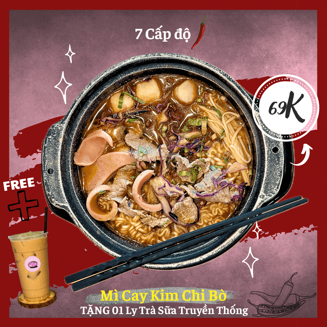 Hình ảnh [FREE TRÀ SỮA 7h-22h] MÌ CAY KIM CHI BÒ