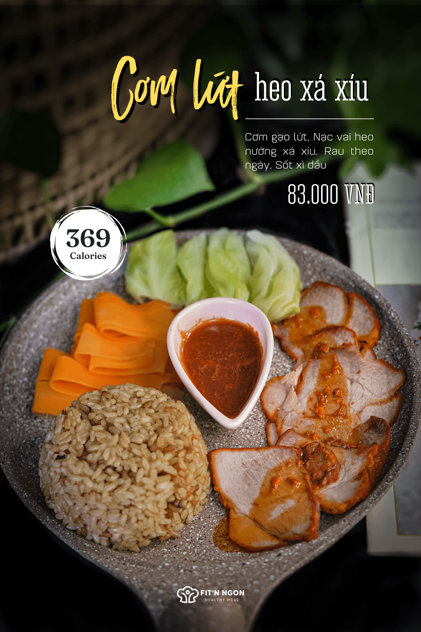 Hình ảnh Cơm Heo Xá Xíu Gạo Lứt Hong Kong Calo ~400 calo