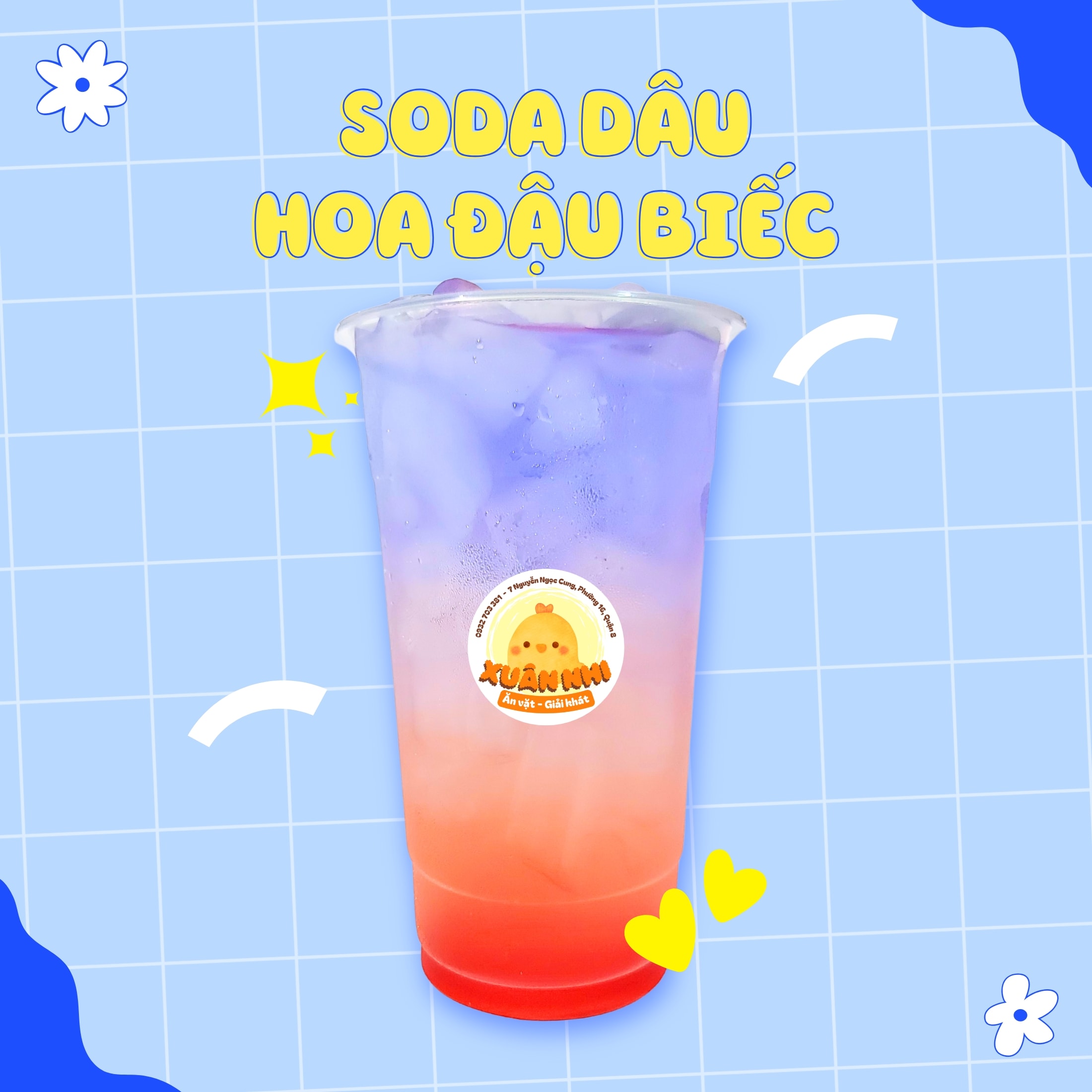 Hình ảnh Soda dâu hoa đậu biếc