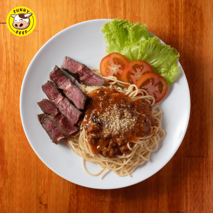 Hình ảnh Mì ý vị oliu - 100g bò mỹ (spaghetti  - 100gr american beef)