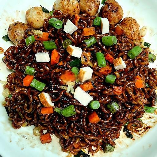 Hình ảnh Mì Trộn Tương Đen - Rau Củ - Cá - Bò Viên - Xúc Xích - Trứng