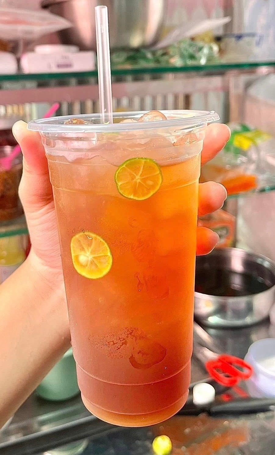 Hình ảnh trà thái đỏ trân châu giòn SIZE lớn 700ml