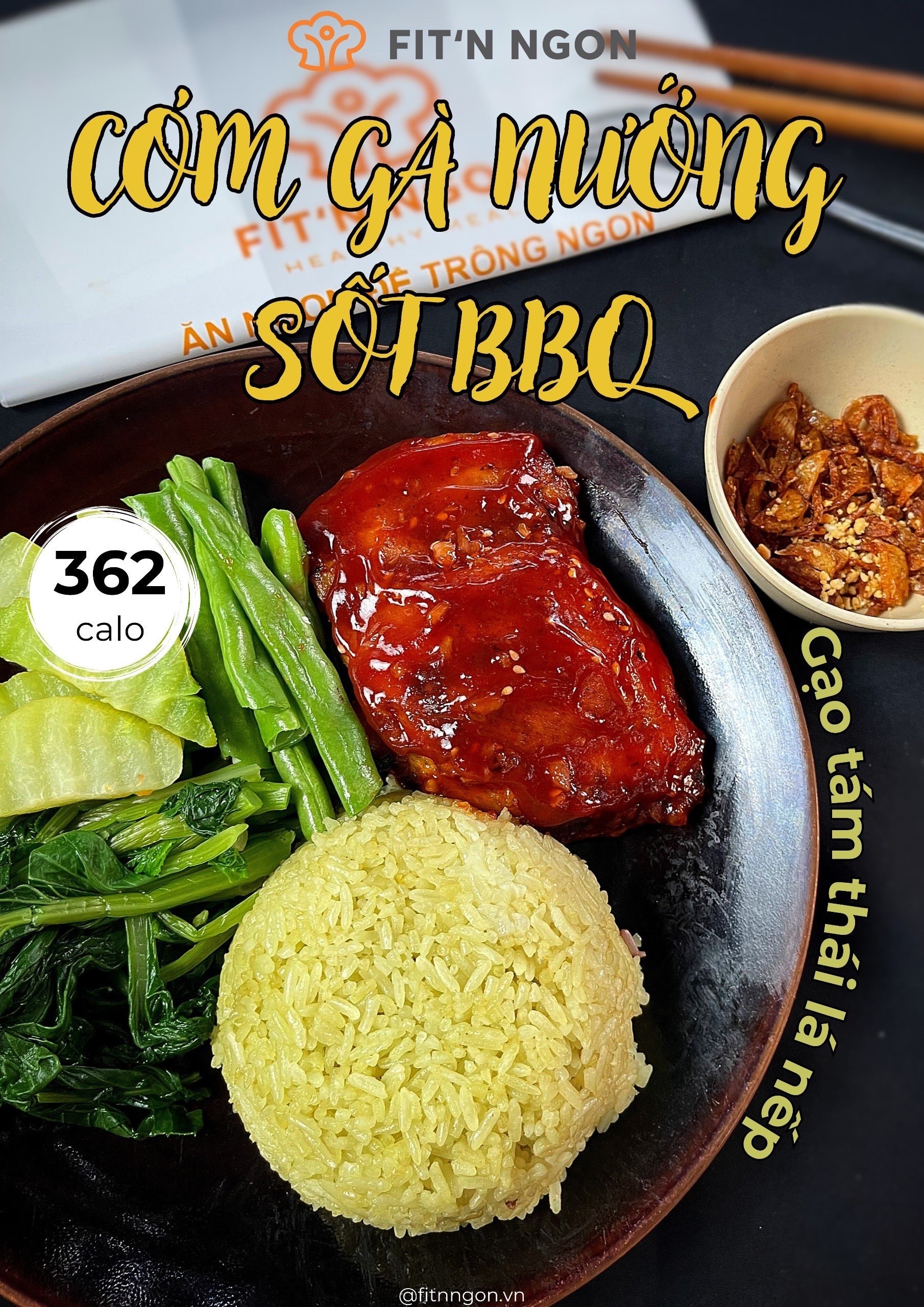 Hình ảnh Cơm Gà Lá Dứa Sốt BBQ
