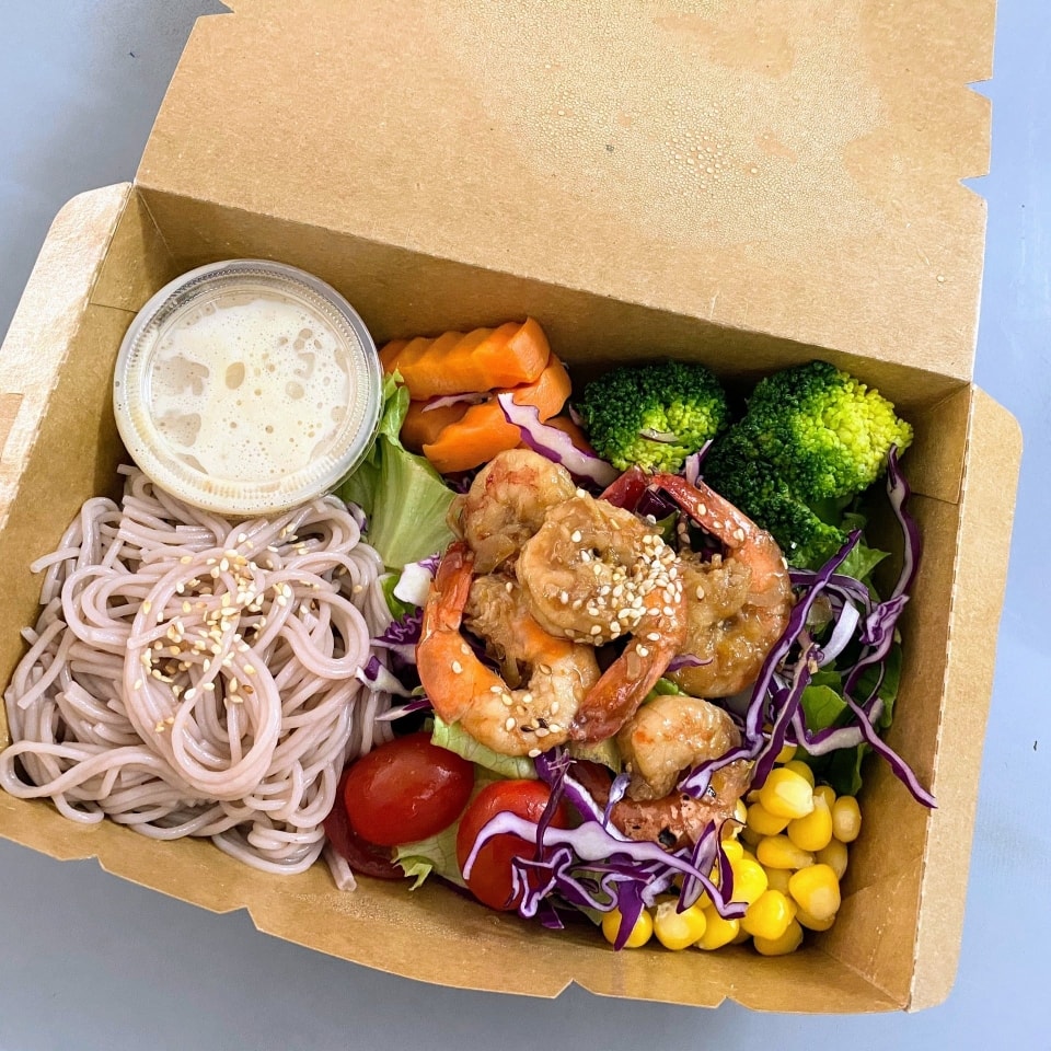 Hình ảnh Bún gạo lứt - tôm sốt Teriyaki vị cam
