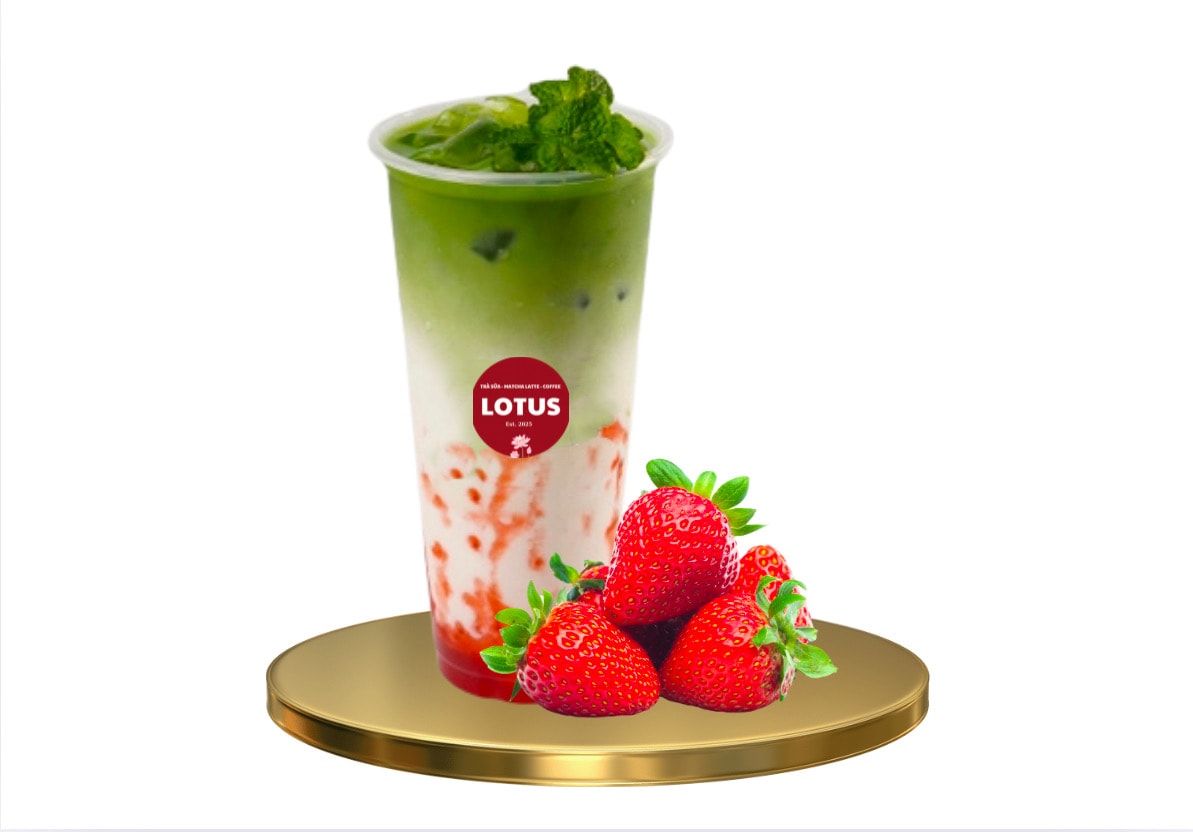 Hình ảnh Matcha latte mix dâu tây