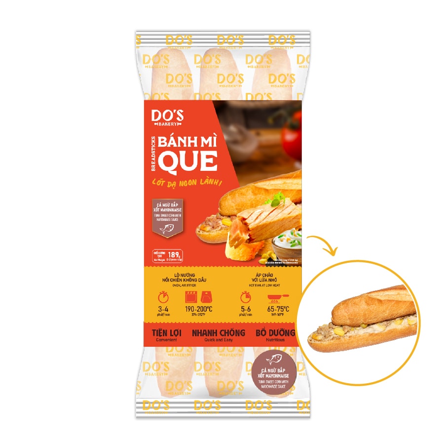Hình ảnh Bánh mì que đông lạnh Cá Ngừ Bắp Xốt Mayonnaise-3 bánh/ gói