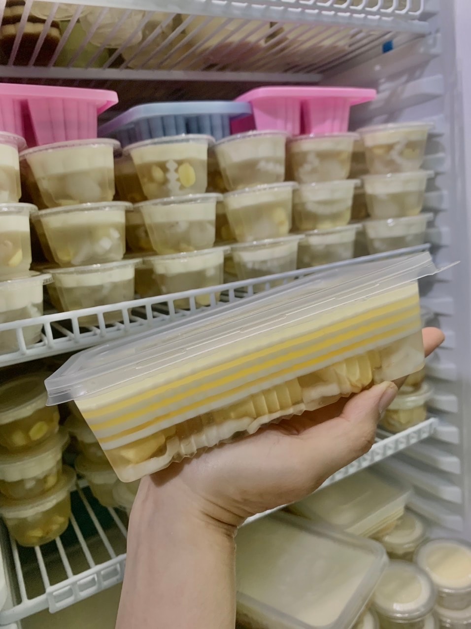 Hình ảnh 1 hộp lớn rau câu dừa sen nhãn