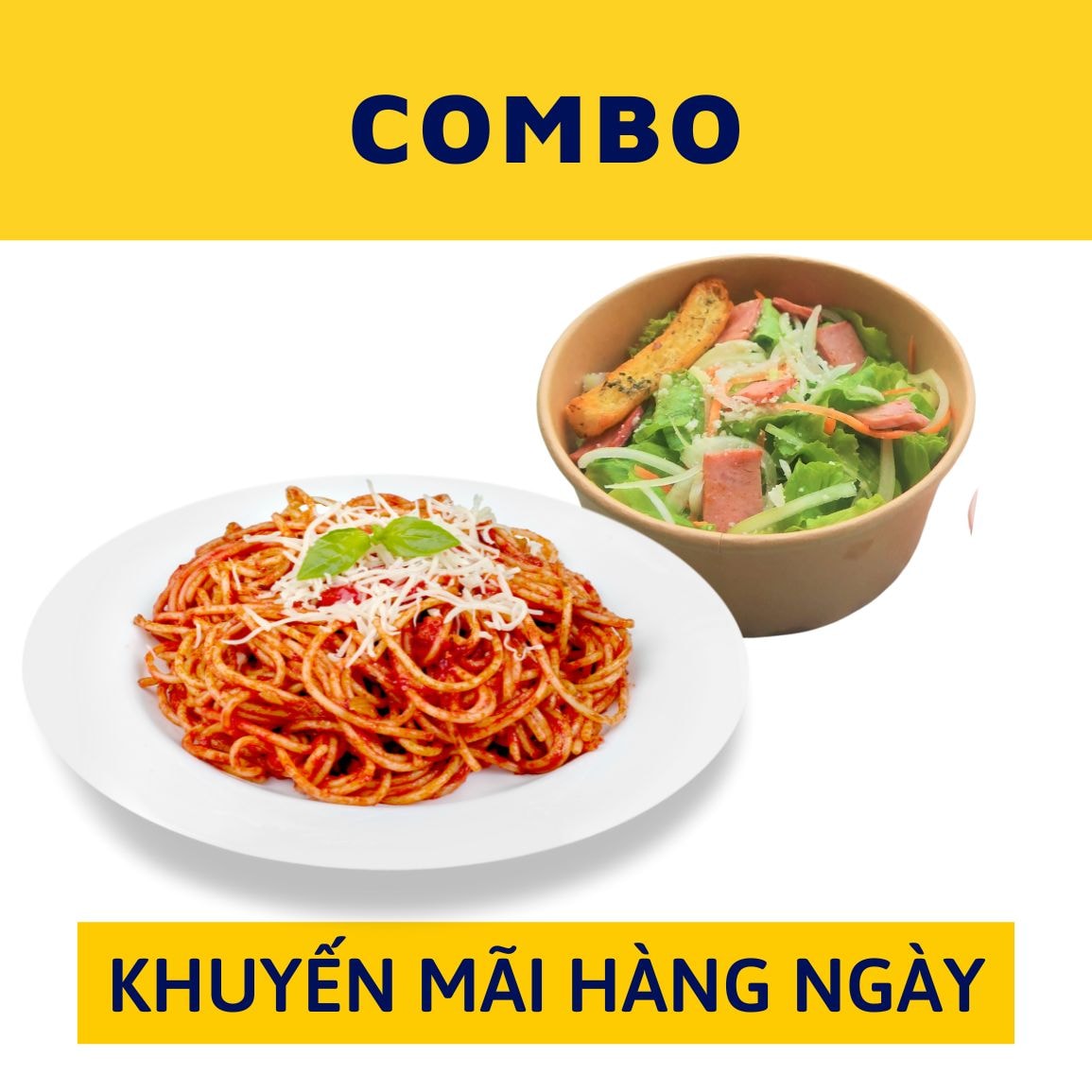 Hình ảnh COMBO: 1Mì Bò băm sốt Bolognese và 1 Salad Xà lách thịt nguội sốt Thousand Island