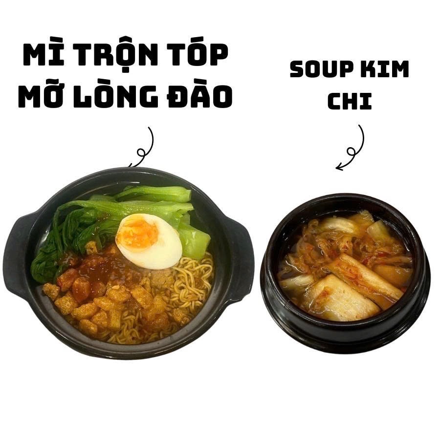 Hình ảnh Mì trộn tóp mỡ trứng lòng đào + soup kim chi