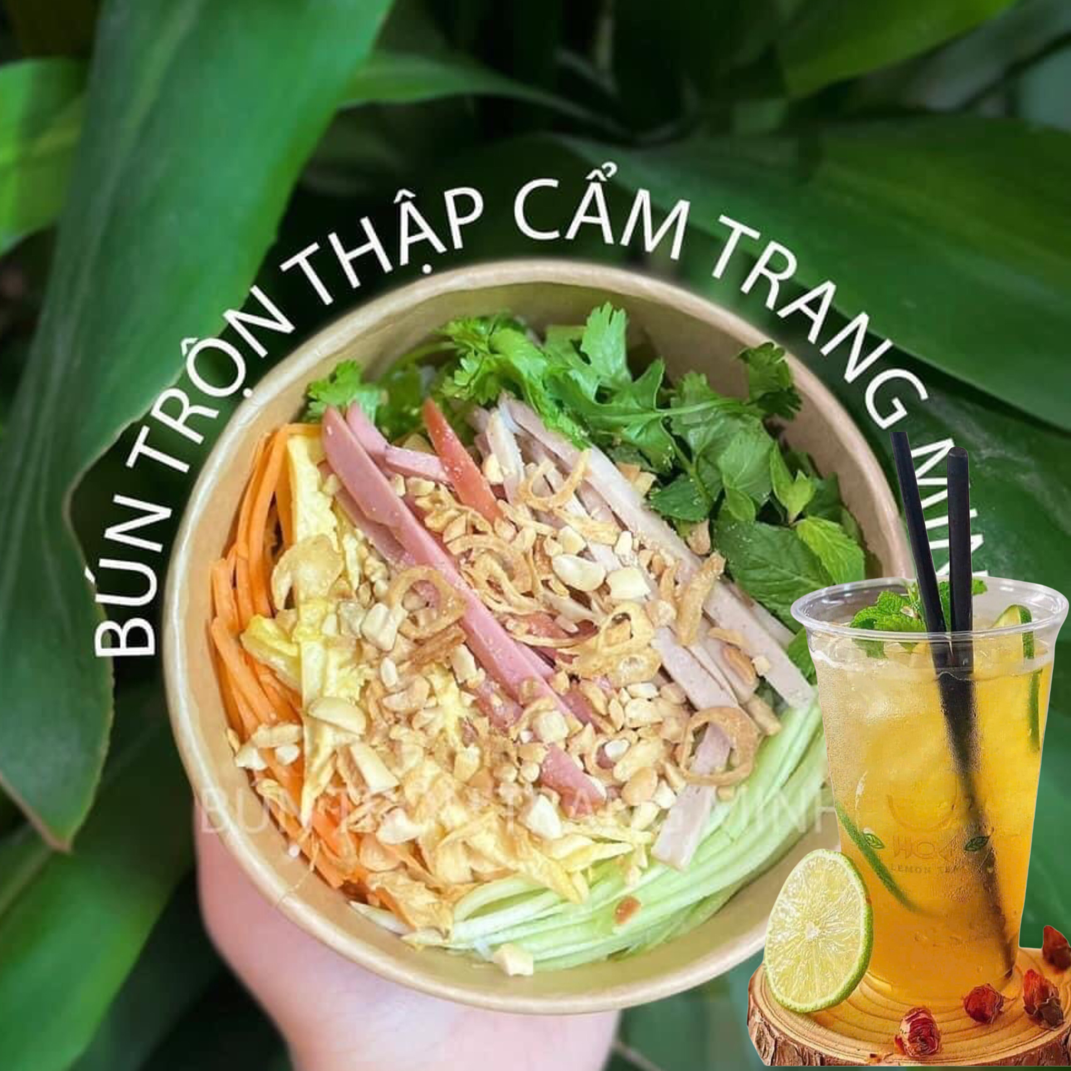 Hình ảnh 1 Bún trộn thập cẩm + 1 Trà chanh nha đam