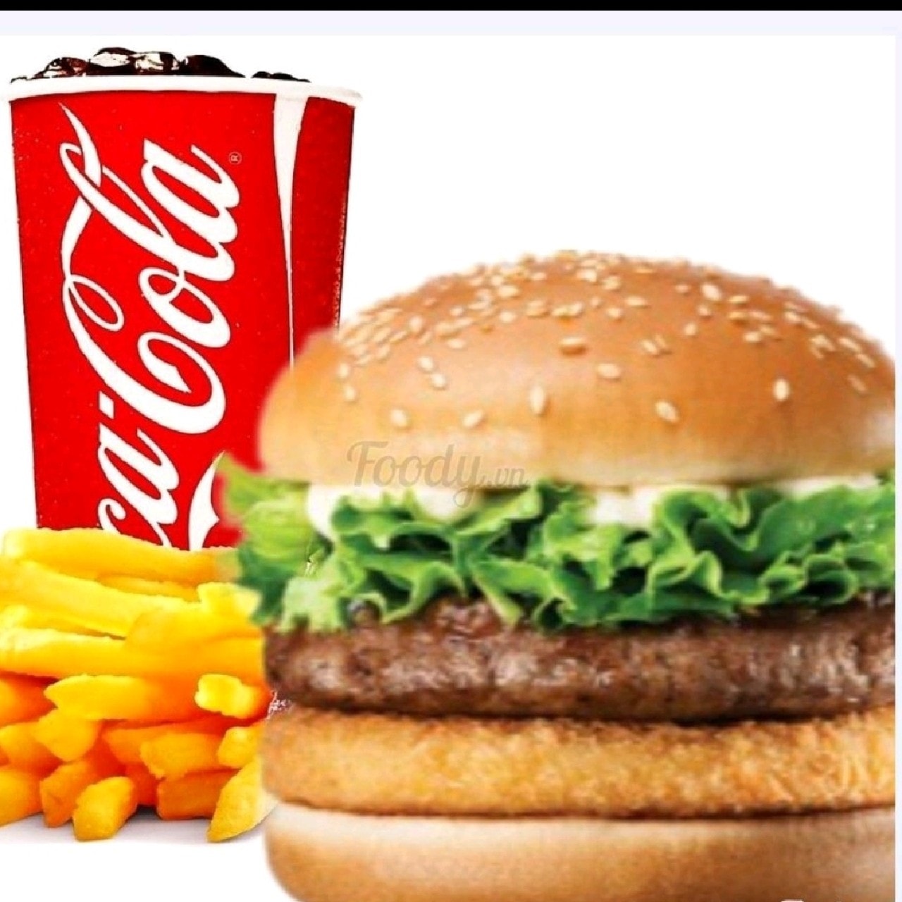 Hình ảnh Combo Hamburger Bò Gà + khoai + coca