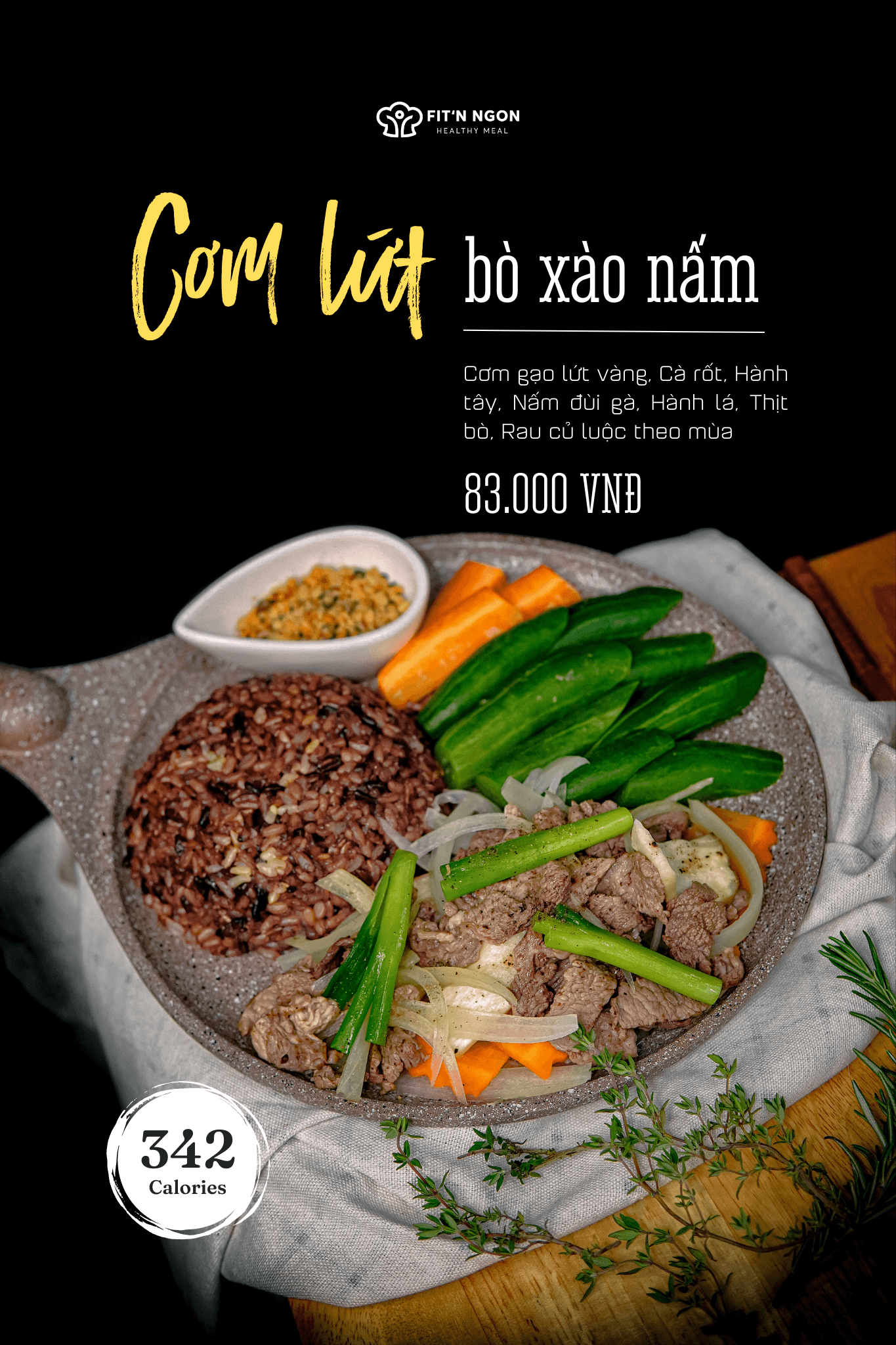 Hình ảnh Cơm Lứt Xào Bò Nấm