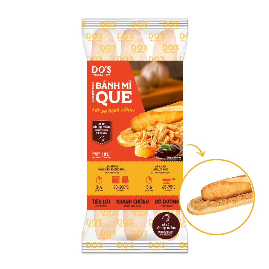 Hình ảnh Bánh mì que đông lạnh Gà Xé Xốt Thịt Nướng-3 bánh/ gói