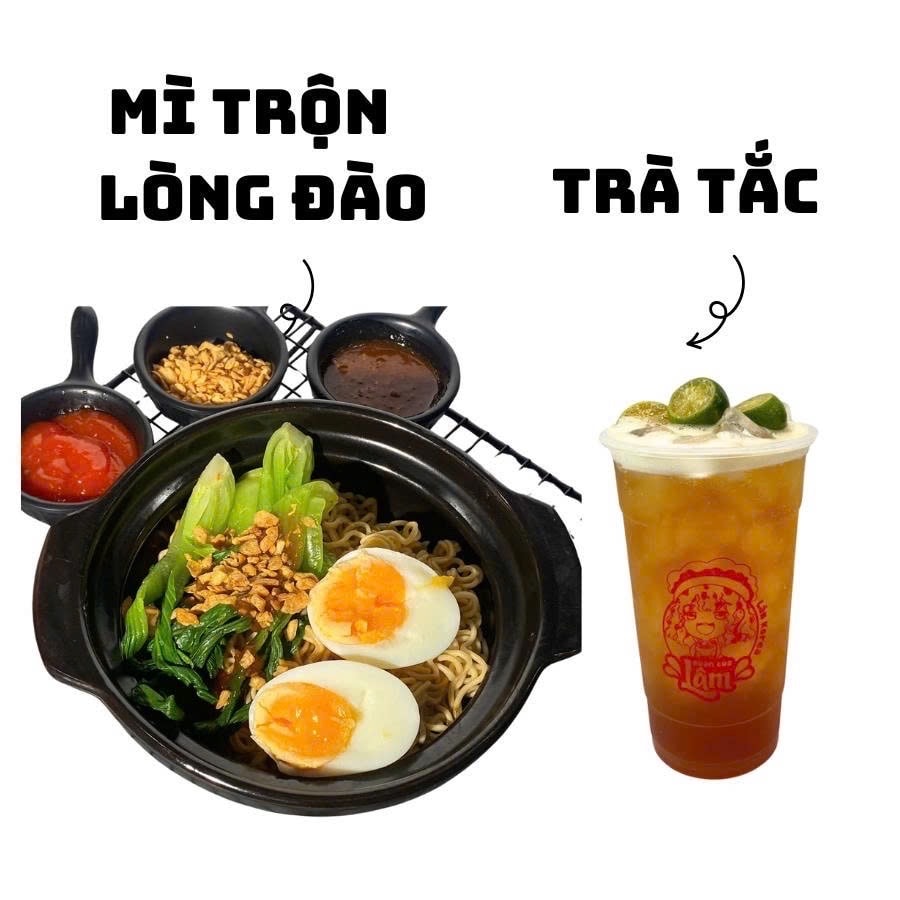 Hình ảnh Mì trộn trứng lòng đào + trà tắc