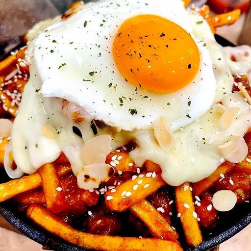 Hình ảnh Gà cay trộn tokbokki kèm khoai tây