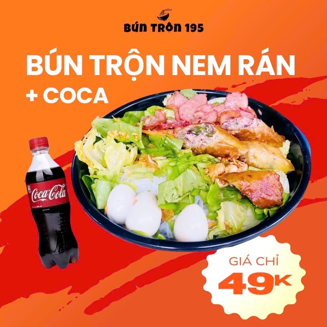 Hình ảnh 1 bún trộn nem rán +1 coca