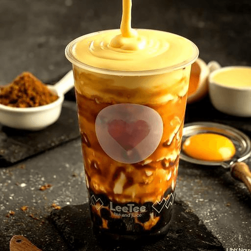 Hình ảnh Sữa tươi trân châu đường đen kem trứng brulee