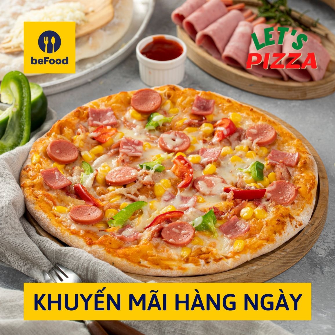 Hình ảnh Pizza 3 Loại thịt thập cẩm & rau củ (Meat Lover) - Size 26cm